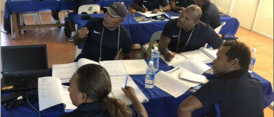 Coaches completing a B License in the Solomon islands