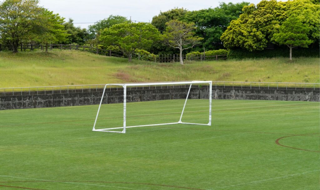 soccer goal on a field.